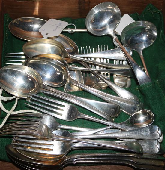 A matched part service of Hanover pattern silver flatware, various dates and makers, Georgian and later,